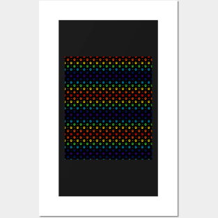 Black Rainbow Paw Prints and Polka Dots Pattern Posters and Art